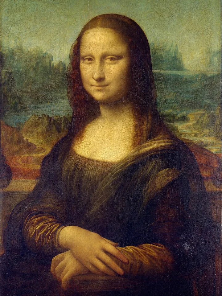 The Mona Lisa, painted by Spot and signed with a large gold Spot signature